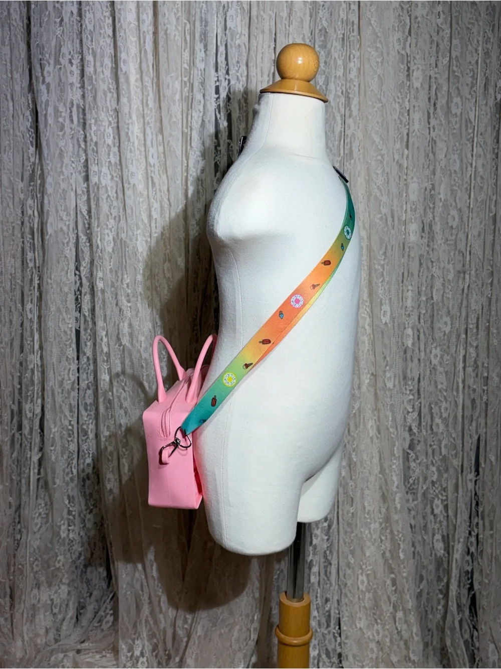 Pink Pop-It Tote Bag with Rainbow Strap